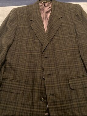 VTG Banana Republic Men's Plaid linen Blazer in Olive Green